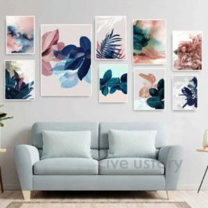 Abstract Watercolor Leaf Canvas Print - Blush Pink Botanical Wall Art for Living Room Decor