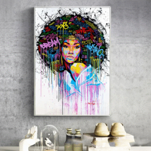 African Wall Art Graffiti Art Posters: Abstract Black Woman Canvas Painting, Modern African Girl Print, Cuadros Wall Pictures for Home Decor
