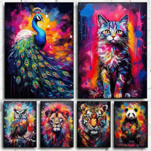 Watercolor Animals Canvas Paintings Rhino Cat Owl Panda Lion Tiger Wild Animals Grafffiti Art Posters Prints Home Decor Wall ArtXJ2411216