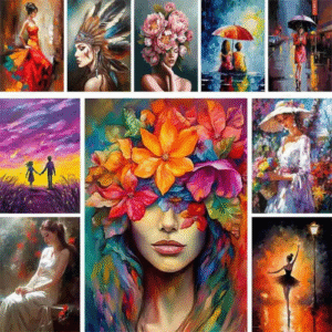 Portrait Women Flowers Coloring By Numbers Painting Set Acrylic Paints 40*50 Painting On Canvas Decorative Paintings For KidsXJ240803