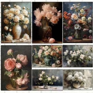 Vintage Bouquet Roses Nordic Fashion Still Life Oil Painting Printed Poster Canvas Paintings Wall Art Pictures A Decor Y250218