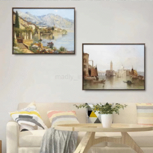 Classical architecture landscape oil paintings Print Canvas Home Decoration Wall Art Poster Pictures Landscape For Living-roomM240722