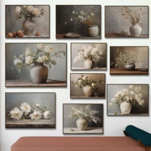 Vintage Spring Flower Still Life Painting Canvas Poster French Rural Art Printing Gallery Neutral Wall Picture Home Decoration W241128