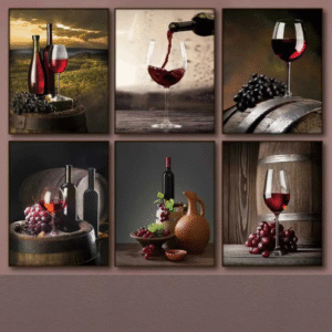 Kitchen Bar Red Wine Grape Beer Wall Art Canvas Still Life Painting Nordic Poster Wall Decoration Living Room X241107
