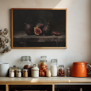 Rustic Vintage Art Painting Still Life Vintage Wall Art Figs Fruit Art Print Still Life Painting Country Farmhouse Kitchen Decor Poster Print Artwork for Farm Living Room Dining room Home Decoration