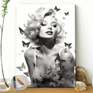 Contemporary Abstract Painting of a Lady Surrounded by Flitting Creatures on Wrappable Canvass
