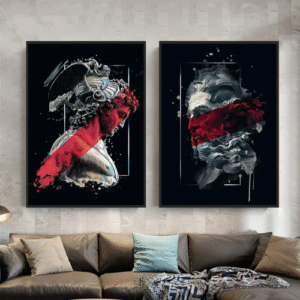 wholesale Contemporary Mythology Wall Art Modern Greek Canvas Painting Abstract Poster Print Vibrant Black Pictures Home Decor Mural