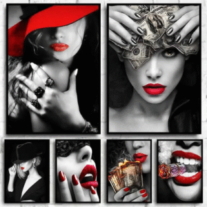 Unique Red Lips Sexy Wan Fashion Posters and Prints Canvas Paintings Modern Wan Wall Art Pictures Modern He Ro Decor Y250122